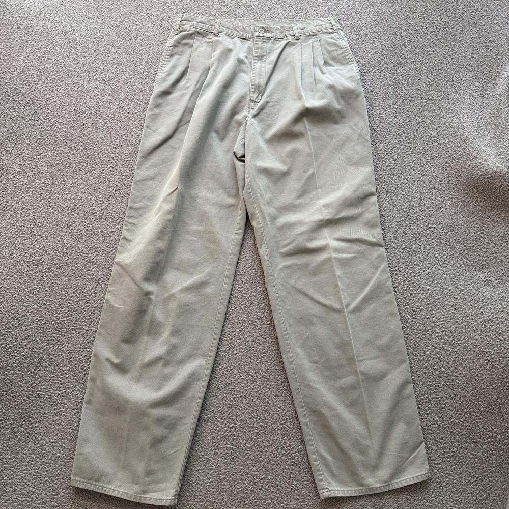 Vintage Dockers Pleated Chino Gray Pants Classic Fit Men's 33x32.5 Preppy